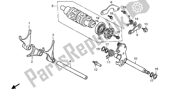 All parts for the Gearshift Drum of the Honda VFR 800 2007