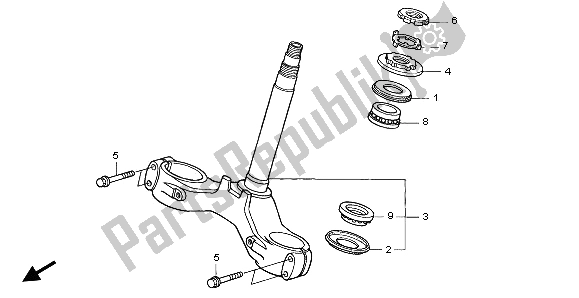 All parts for the Steering Stem of the Honda VTR 1000 SP 2002