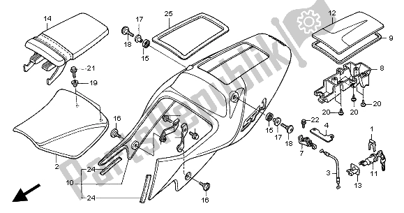 Tutte le parti per il Sedile E Coprisella del Honda VTR 1000 SP 2004