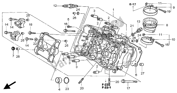 All parts for the Cylinder Head (front) of the Honda VFR 800 2004