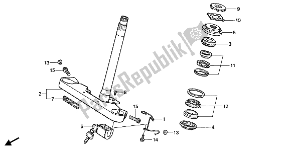 All parts for the Steering Stem of the Honda VT 600C 1990