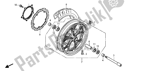 All parts for the Front Wheel of the Honda NC 700S 2013