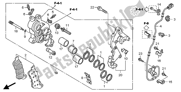 All parts for the Right Front Brake Caliper of the Honda CBF 1000 SA 2010