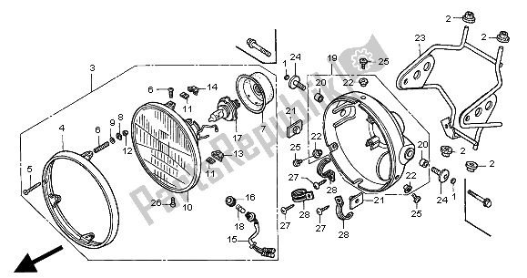 Tutte le parti per il Faro (uk) del Honda CB 600F Hornet 2000