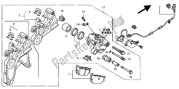 Todas las partes para Pinza De Freno Trasero de Honda NC 700X 2012