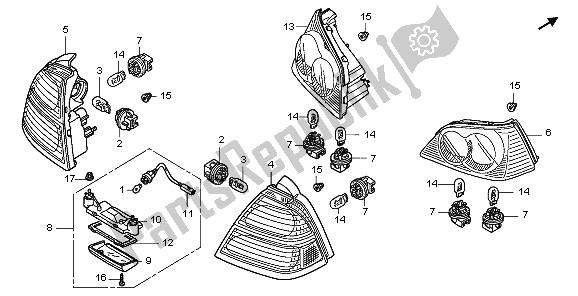 All parts for the Rear Combination Light of the Honda GL 1800A 2006