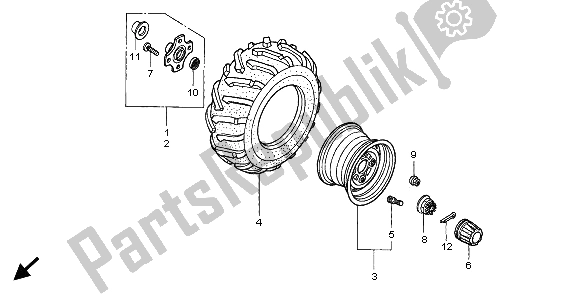 All parts for the Rear Wheel of the Honda TRX 400 FW Fourtrax Foreman 2001