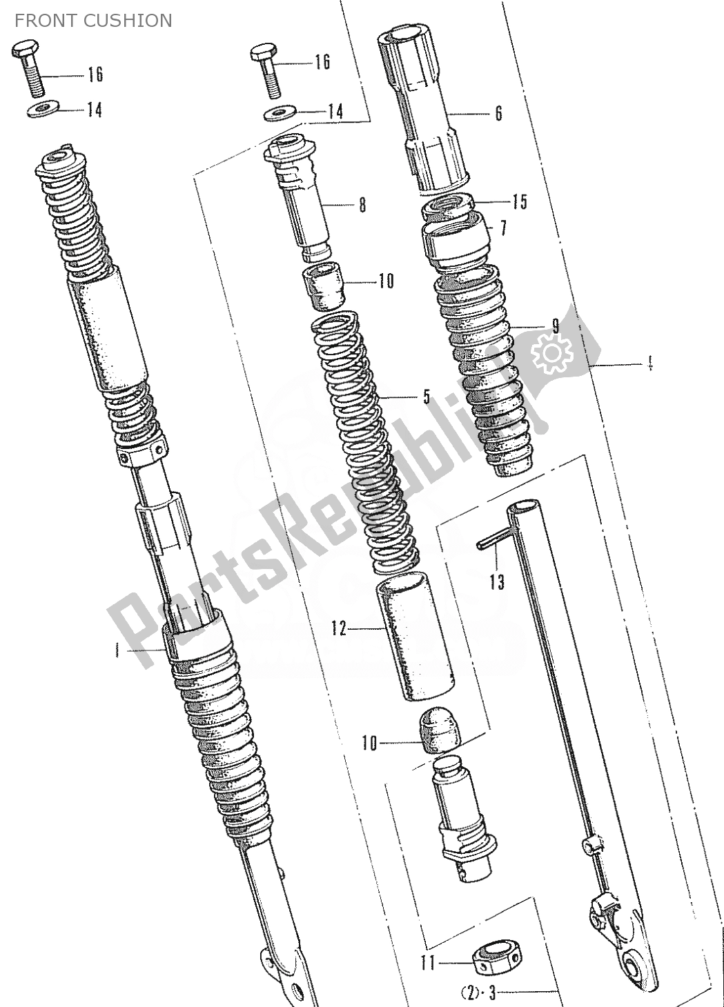 All parts for the Front Cushion of the Honda CF 70 Chaly 1950 - 2023