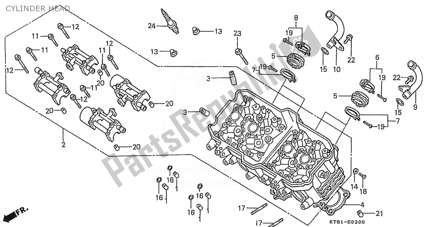 All parts for the Cylinder Head of the Honda CBR 400 RR 1986