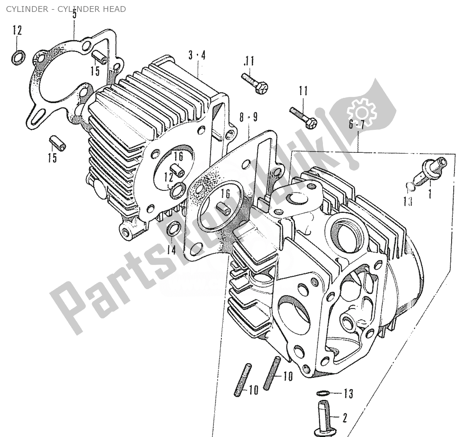 All parts for the Cylinder - Cylinder Head of the Honda CF 70 Chaly 1950 - 2023