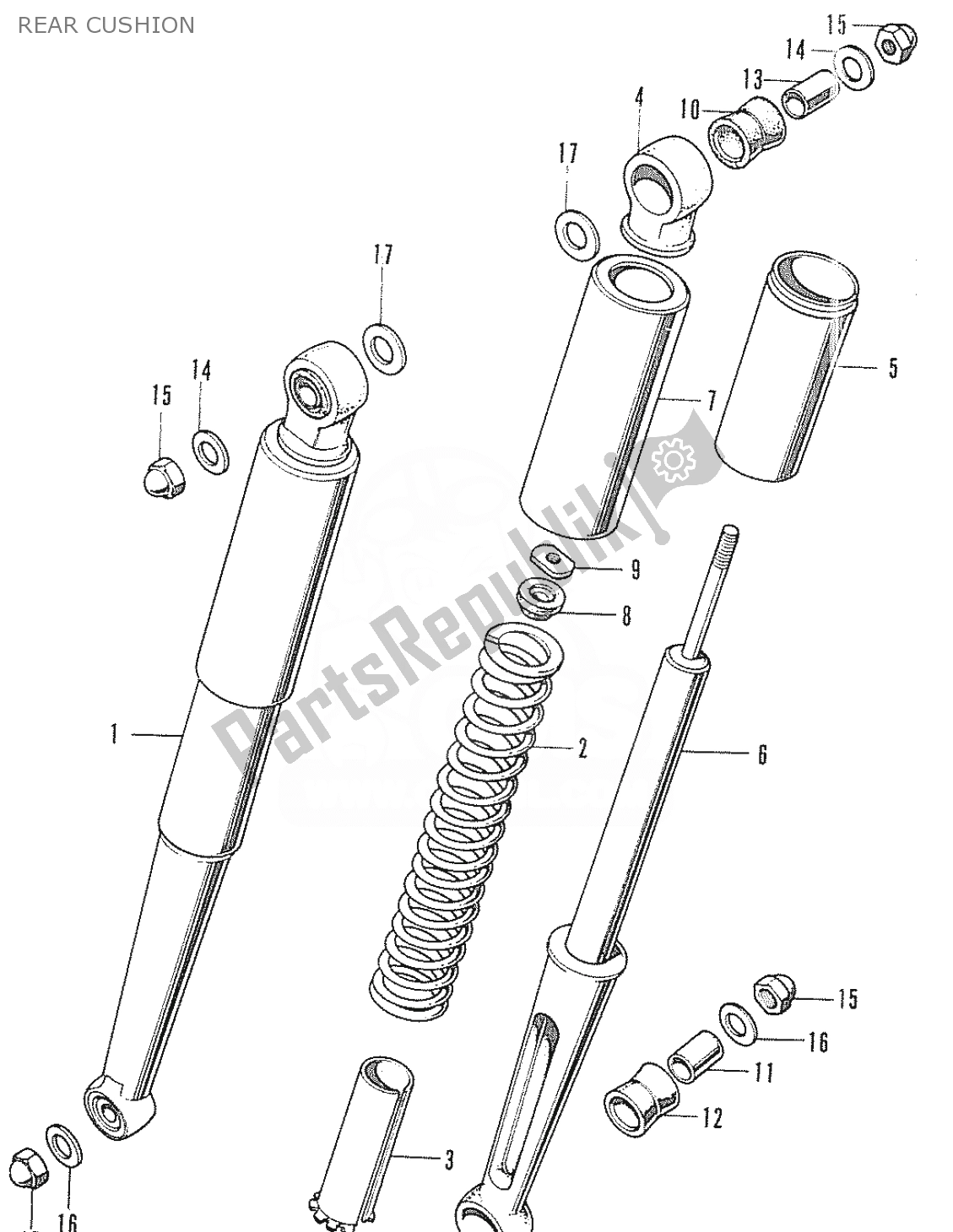 All parts for the Rear Cushion of the Honda CF 70 Chaly 1950 - 2023