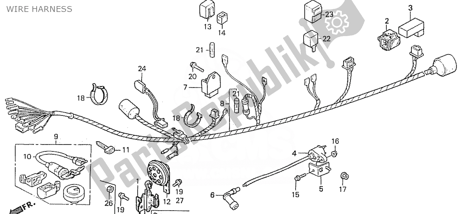 All parts for the Wire Harness of the Honda C 50 CUB 1999