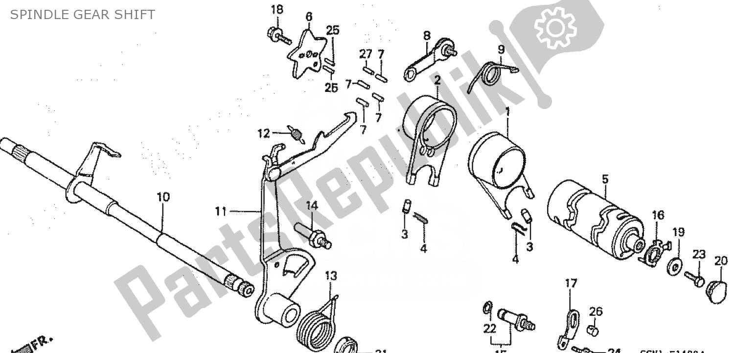 Alle onderdelen voor de Spindle Gear Shift van de Honda C 50 CUB 1999