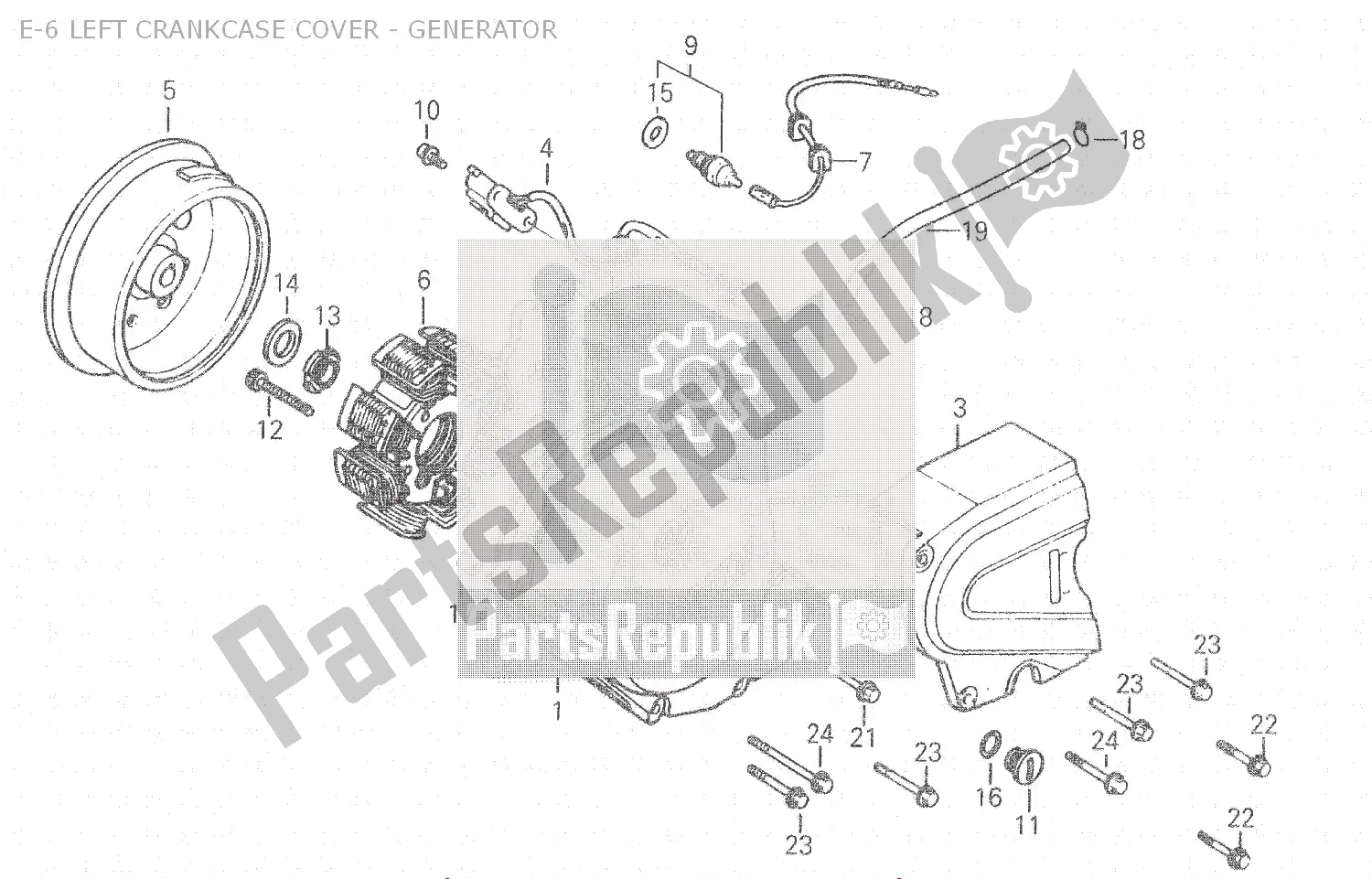 Todas as partes de E-6 Left Crankcase Cover - Generator do Honda NSR 150 1993