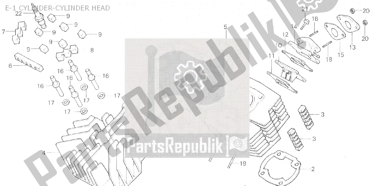 Todas as partes de E-1 Cylinder-cylinder Head do Honda MB 100 1980