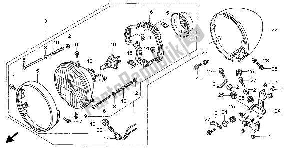 Alle onderdelen voor de Koplamp (uk) van de Honda VT 750C2 1999