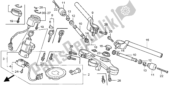 All parts for the Handle Pipe & Top Bridge of the Honda CBR 600F 1999