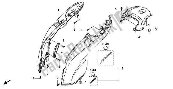 All parts for the Body Cover of the Honda SH 300 2007