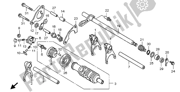 All parts for the Gearshift Drum of the Honda VFR 1200 FA 2010