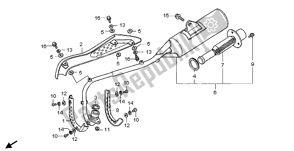 All parts for the Exhaust Muffler of the Honda CRF 50F 2007