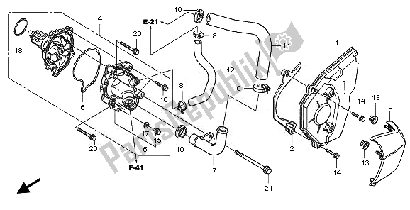 All parts for the Water Pump of the Honda CBF 600N 2010