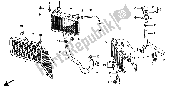 Alle onderdelen voor de Radiator van de Honda GL 1500 SE 1994