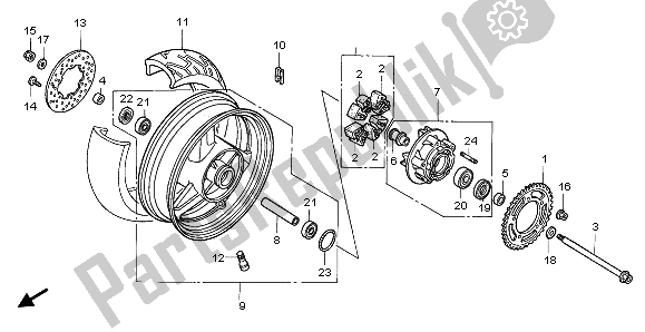 All parts for the Rear Wheel of the Honda CBR 1100 XX 1997