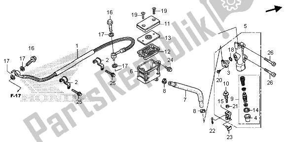 All parts for the Rear Brake Master Cylinder of the Honda CBR 500R 2013