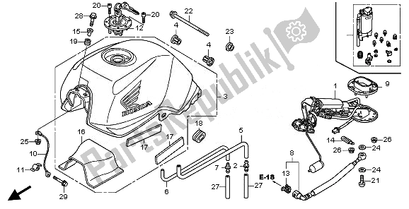 Alle onderdelen voor de Brandstoftank En Brandstofpomp van de Honda CBF 1000 SA 2008