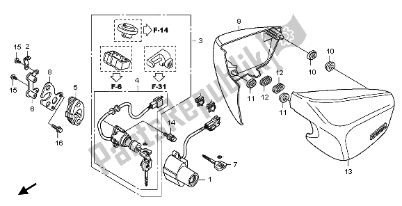 Tutte le parti per il Coperchio Laterale del Honda VT 750C2 2007