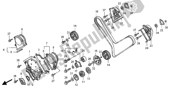 All parts for the Front Cover & Timing Belt of the Honda ST 1100A 2000