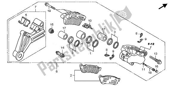 All parts for the Rear Brake Caliper of the Honda XL 1000V 2011