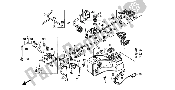 Todas las partes para Tanque De Combustible Y Bomba De Combustible de Honda GL 1500 1988