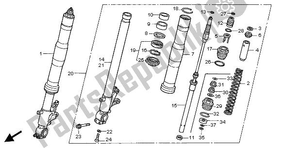 All parts for the Front Fork of the Honda CBR 900 RR 2002