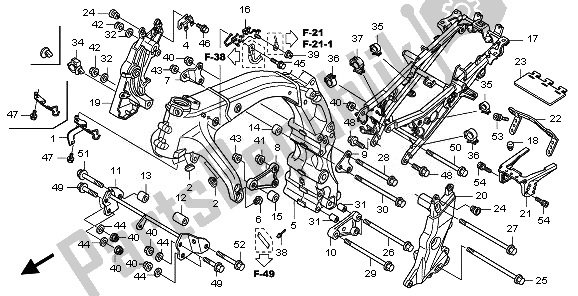 Alle onderdelen voor de Frame Lichaam van de Honda CBF 600 SA 2010