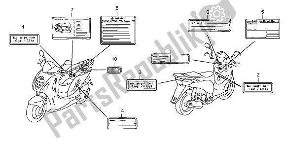 Todas las partes para Etiqueta De Precaución de Honda PES 125 2006