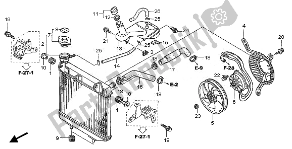 All parts for the Radiator of the Honda TRX 450 ER 2008