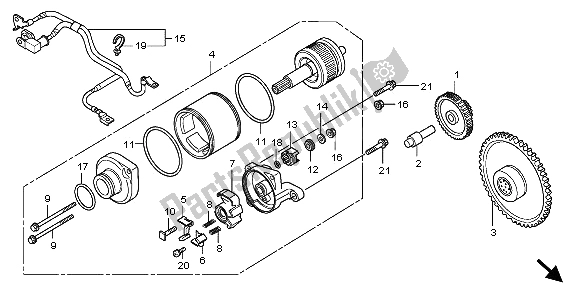 All parts for the Starting Motor of the Honda SH 125D 2009