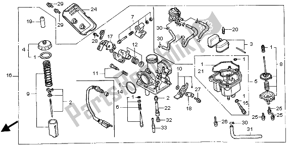 All parts for the Carburetor of the Honda CG 125 1998