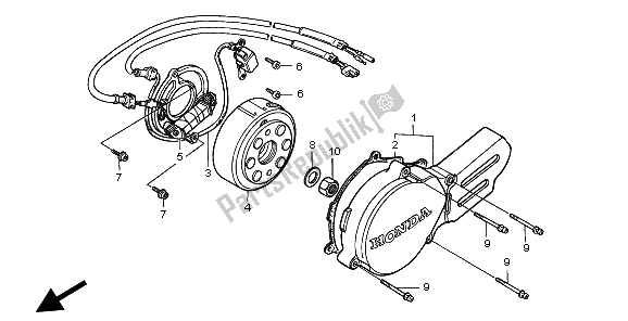 Todas as partes de Cárter Esquerdo E Gerador do Honda CR 80 RB LW 2002 Todas as partes de Cárter Esquerdo E Gerador do Honda CR 80 RB LW 2002