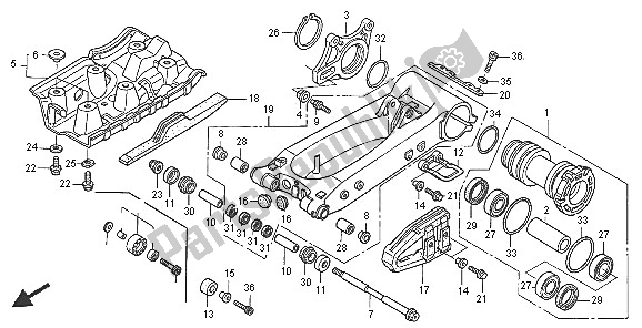 All parts for the Swing Arm of the Honda TRX 450R Sportrax 2005
