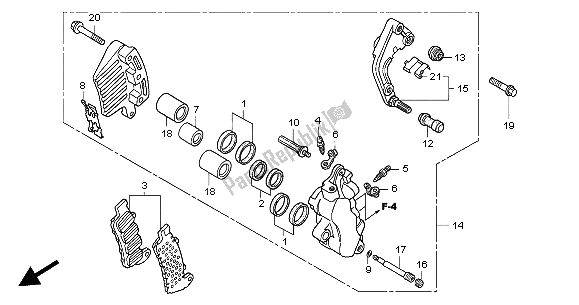 All parts for the L. Front Brake Caliper of the Honda VTX 1800C 2004