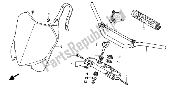 Alle onderdelen voor de Handvatpijp & Hoogste Brug van de Honda CRF 250R 2010