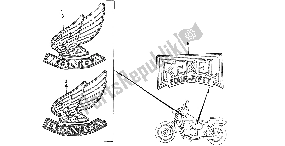 Toutes les pièces pour le Emblème Et Marque du Honda CMX 450C 1986