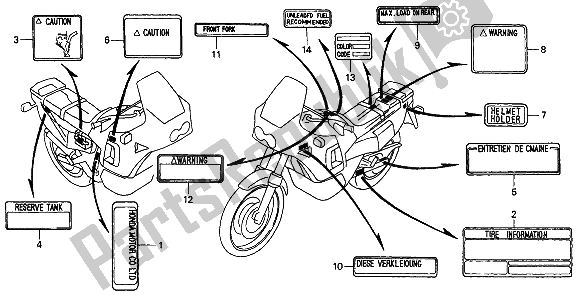 All parts for the Caution Label of the Honda XRV 750 Africa Twin 1992