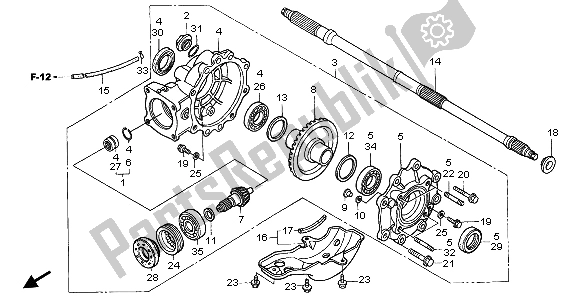 All parts for the Final Driven Gear of the Honda TRX 350 FE Fourtrax 4X4 ES 2004