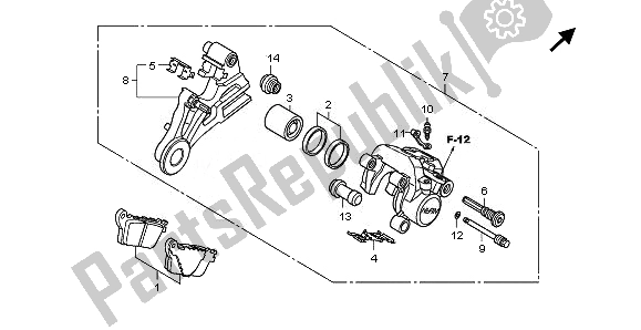 Alle onderdelen voor de Achter Remklauw van de Honda CB 600F Hornet 2011