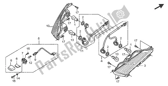 All parts for the Rear Combination Light of the Honda FES 125 2005
