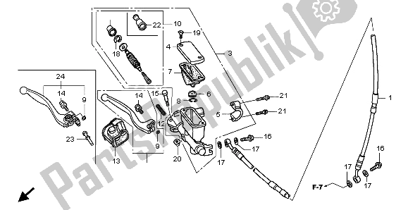 All parts for the Fr. Brake Master Cylinder of the Honda CRF 250R 2007