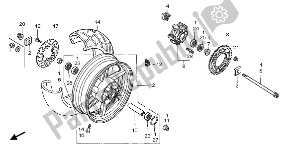 All parts for the Rear Wheel of the Honda CBR 900 RR 1995